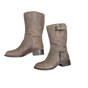 Cole Haan Taupe Moto Boots with Buckles